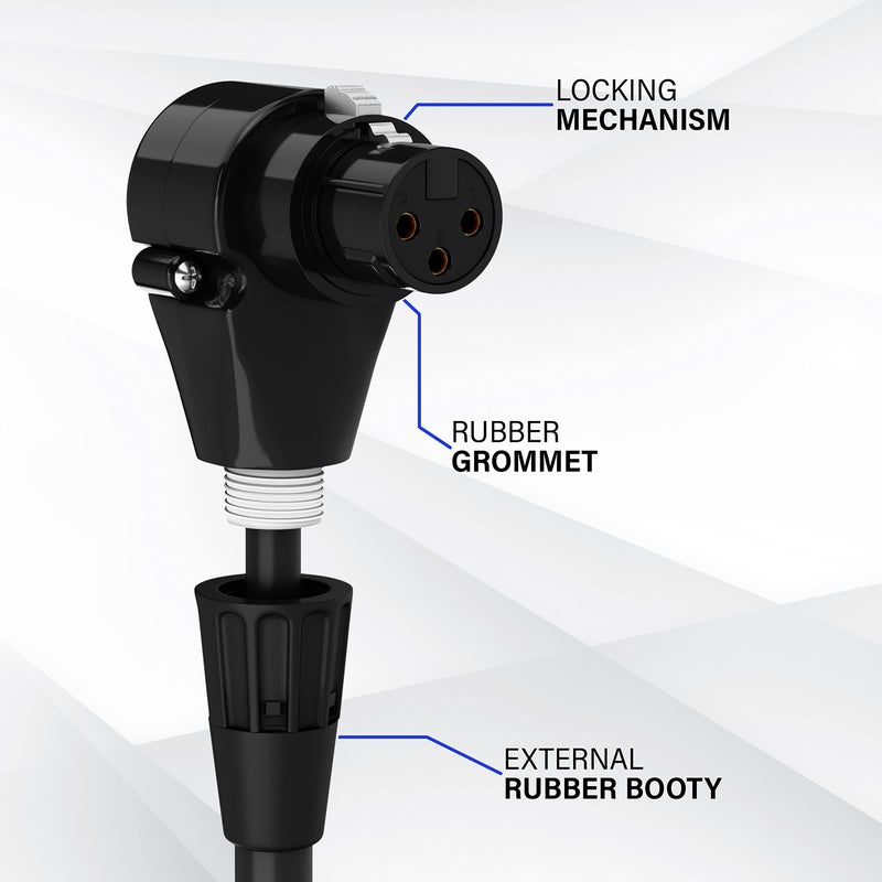 LyxPro 1.5 Feet Right Angle XLR Female to Male 3 Pin Mic Cord for Powered Speakers Audio Interface Professional Pro Audio Performance Camcorders DSLR Video Cameras and Recording Devices - Black - Image 2